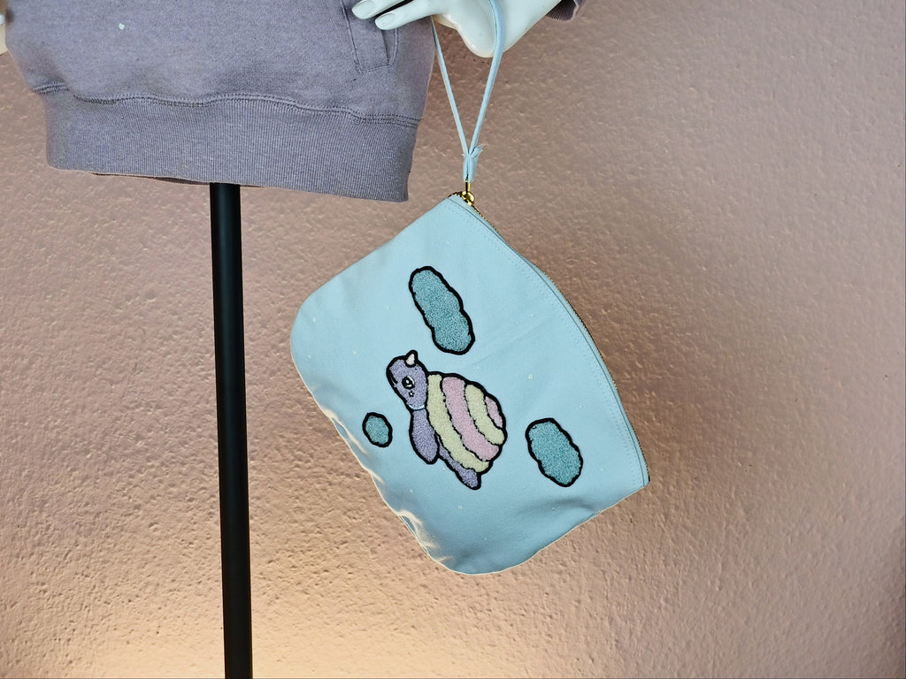 Organic Cotton Toiletry Bag with Zipper - Glowing in the Dark 🌟 With Keychain