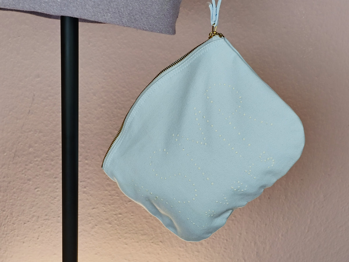 Organic Cotton Toiletry Bag with Zipper - Glowing in the Dark 🌟 With Keychain