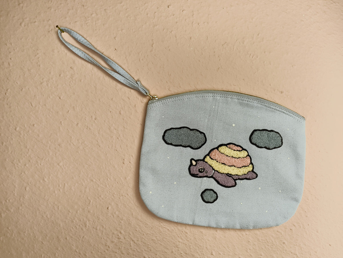 Organic Cotton Toiletry Bag with Zipper - Glowing in the Dark 🌟 With Keychain
