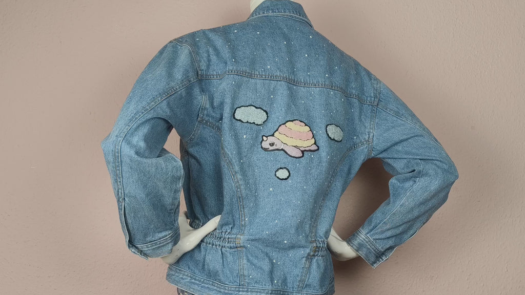 Upcycled Denim Jacket - Glowing in the Dark 🌟 With Keychain