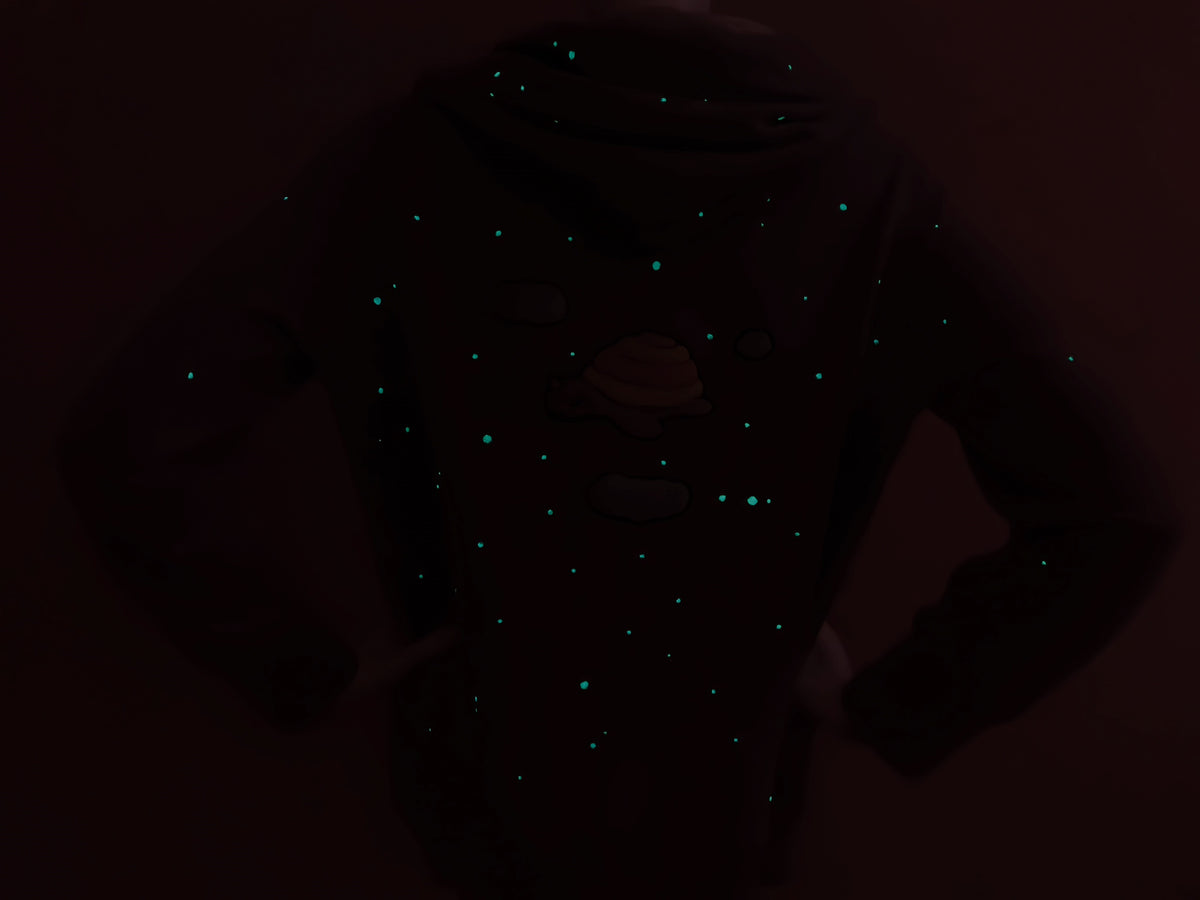 Upcycled Cotton Hoodie - Glowing in the Dark 🌟 With Keychain